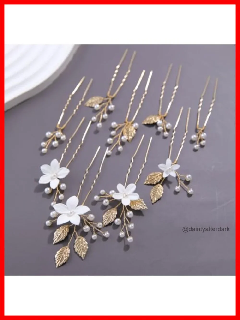 Handmade Pearl Hair Pins 9Pcs White Flower Bridal Clips for Women Wedding
